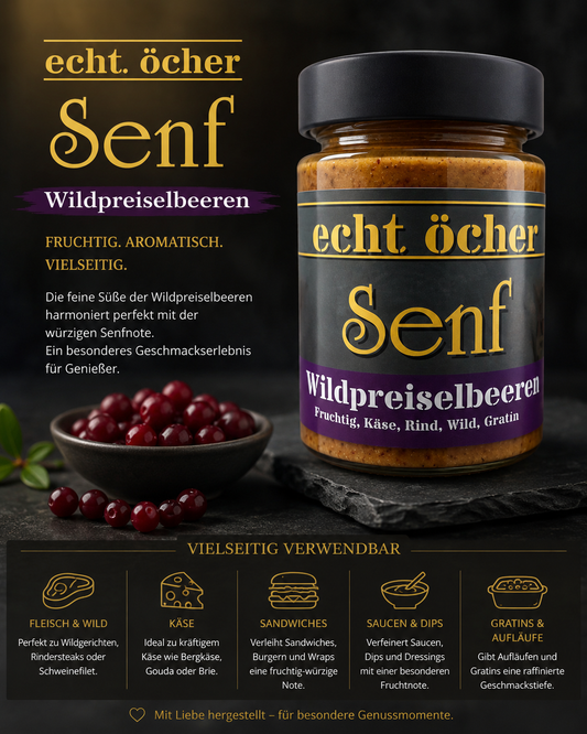Wildpreiselbeeren-Senf – Fruchtig, würzig, außergewöhnlich